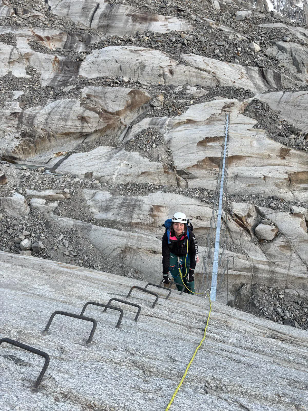 Leandra about to embark on a somewhat scary monkey bridge